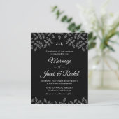 Elegante Garden Blätter Black Wedding Einladung (Stehend Vorderseite)