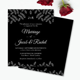Elegante Garden Blätter Black Wedding Einladung