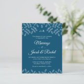 Elegante Garden Blätter Blue Wedding Einladung (Stehend Vorderseite)