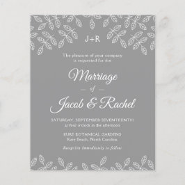 Elegante Garden Blätter Gray Wedding Einladung