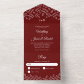 Elegante Garden Blätter Herbst Winter Burgund Rot All In One Einladung (Innen Boden)