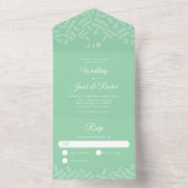 Elegante Garden Blätter Mint Green Wedding All In One Einladung (Innen Boden)