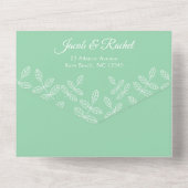 Elegante Garden Blätter Mint Green Wedding All In One Einladung (Rückseite)