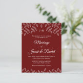 Elegante Garden Blätter Rote Hochzeit Einladung (Stehend Vorderseite)