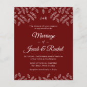 Elegante Garden Blätter Rote Hochzeit Einladung (Vorderseite)