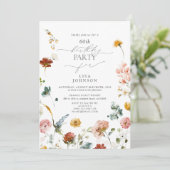 Elegante Garden Blume Aquarell 60. Geburtstag Einladung (Stehend Vorderseite)