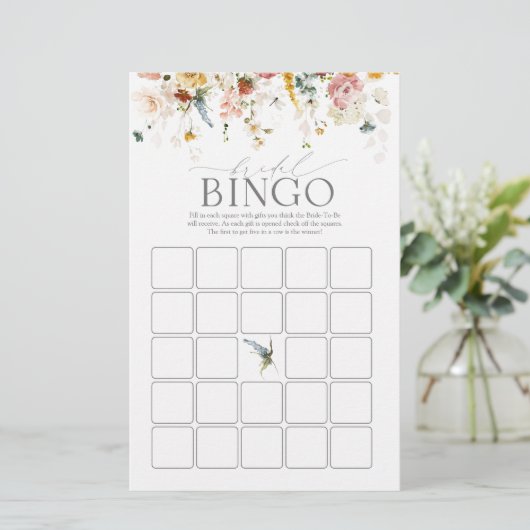 Elegante Garden Blume Bridal Bingo Game (Stehend Vorderseite)