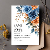 Elegante Garden Blume Navy Blue Rust Hochzeit Save The Date