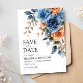 Elegante Garden Blume Navy Blue Rust Hochzeit Save The Date
