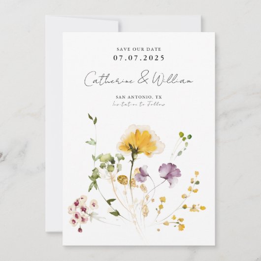 Elegante Garden-Blume Save The Date (Vorderseite)