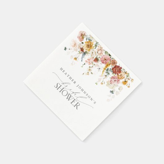 Elegante Garden Blume Wasserfarben Brautparty Na Serviette (Ecke)