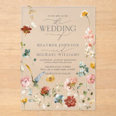 Elegante Garden Blume Wasserfarben Hochzeit der Bl Acryleinladungen (Vorderseite)