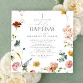 Elegante Garden Blume Wasserfarben Taufe Einladung
