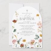 Elegante Garden Blume Wasserfarben Taufe Einladung (Vorderseite)