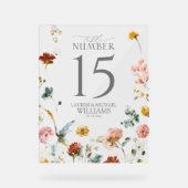 Elegante Garden Blume Wasserfarbene Tischnummer Acrylschild (Vorderseite)