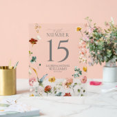 Elegante Garden Blume Wasserfarbene Tischnummer Acrylschild (Hochzeit)