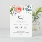 Elegante Garden Bouquet Empfang Einladung (Stehend Vorderseite)