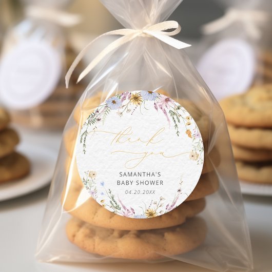 Elegante Garden Floral Baby Shower Vielen Dank Runder Aufkleber