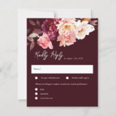 Elegante Garden Floral Burgundy Wedding RSVP Cards (Vorderseite)