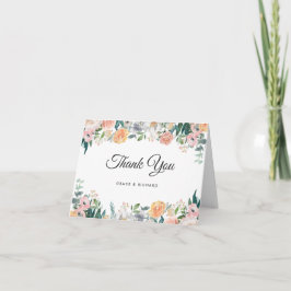 Elegante Garden Rose Peony Floral Dankeschön Karte