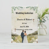 Elegante Garden Wedding Invitation" Einladung (Stehend Vorderseite)