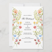 Elegante Garden Wildblume Floral QR Code Wedding Einladung (Vorderseite)