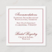 Elegante Garnet Red and White Wedding Details Card Begleitkarte (Vorderseite)