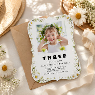 Elegante Garten-Einladung zum 3. Geburtstag mit Fo Einladung