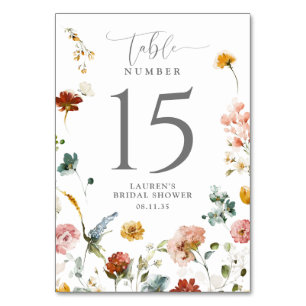 Elegante Gartenblumen Brautparty-Tischnummer Tischnummer