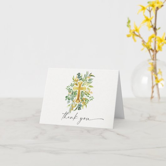 elegante Gartenblumen-Taufe Vielen Dank Karte (Gelbe Blume)