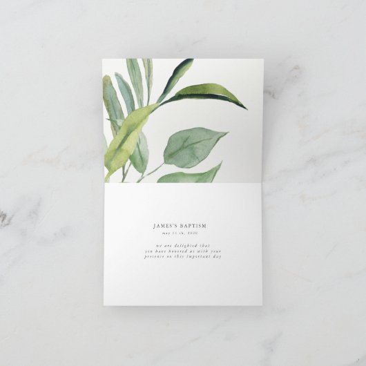 elegante Gartenblumen-Taufe Vielen Dank Karte (Innenseite)