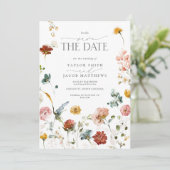 Elegante Gartenblumen-Typografie Save-the-Date-Kar Save The Date (Stehend Vorderseite)
