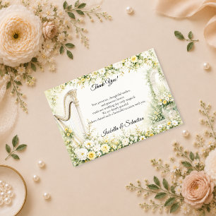 Elegante Gartenharfe Romantik-Hochzeit Dankeskarte