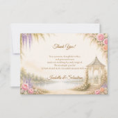 Elegante Gartenhochzeit Dankeskarte (Vorderseite)