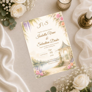 Elegante Gartenhochzeit Einladung