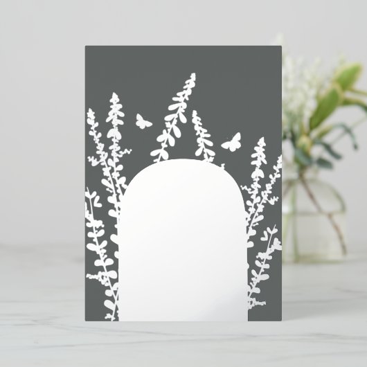 Elegante Gartenhochzeiten und Blätter mit Schmette Folieneinladung (Stehend vorne)