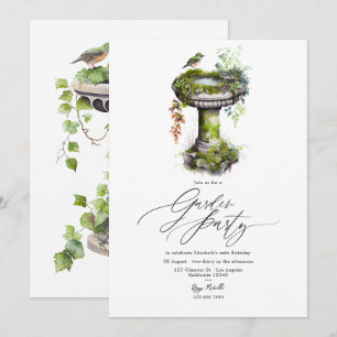Elegante Gartenparty mit Aquarell-Vögeln zu jedem Einladung