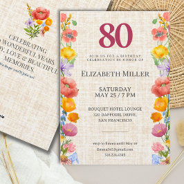 Elegante Gartenparty zum 80. Geburtstag - Floral Einladung