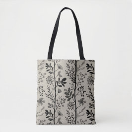 Elegante Gartenträumerei Schwarze Blumensilhouette Tasche