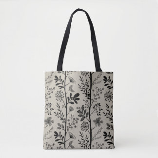 Elegante Gartenträumerei Schwarze Blumensilhouette Tasche