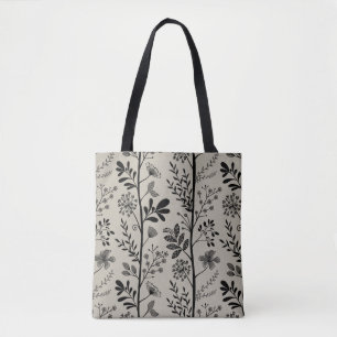 Elegante Gartenträumerei Schwarze Florale Silhouet Tasche