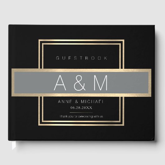 Elegante Gästekontakte schwarz Gästebuch (Vorderseite)