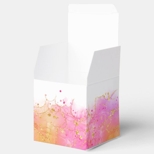 Elegante Gastgeschenk Hochzeit in Gold und Rosa Geschenkschachtel (Geöffnet)