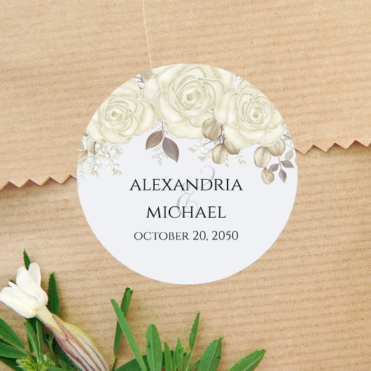 Elegante Gastgeschenk Hochzeit Personalisiert Runder Aufkleber