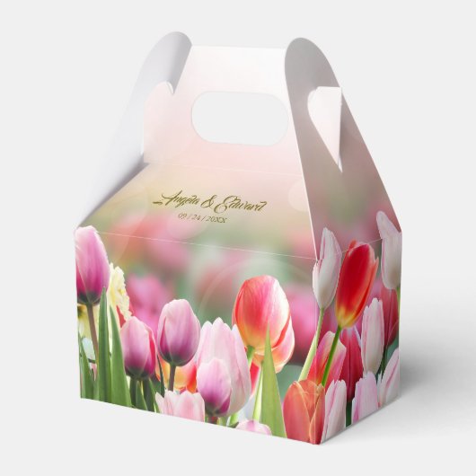 Elegante Gastgeschenk Hochzeit Tulip Florals Geschenkschachtel (Vorderseite)