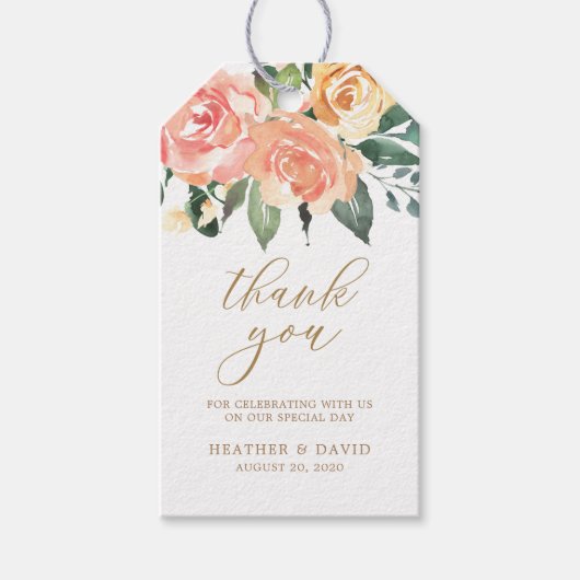 Elegante Gastgeschenk Hochzeiten mit Gold und Peac Geschenkanhänger (Vorderseite)