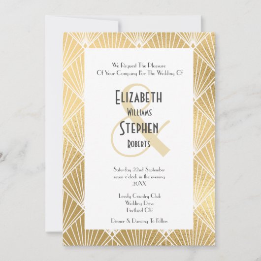 Elegante Gatsby Art Deco Einladung (Vorderseite)