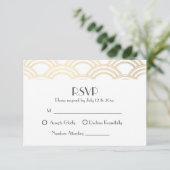 Elegante Gatsby Art Deco Gold Wedding RSVP (Stehend Vorderseite)