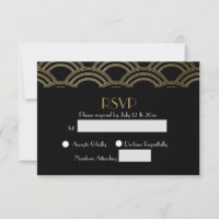 Elegante Gatsby Art Deco Gold Wedding RSVP
