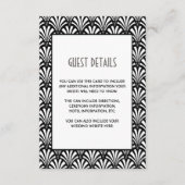 Elegante Gatsby Art Deco Schwarz und Weiß Gastinfo Begleitkarte (Vorderseite)